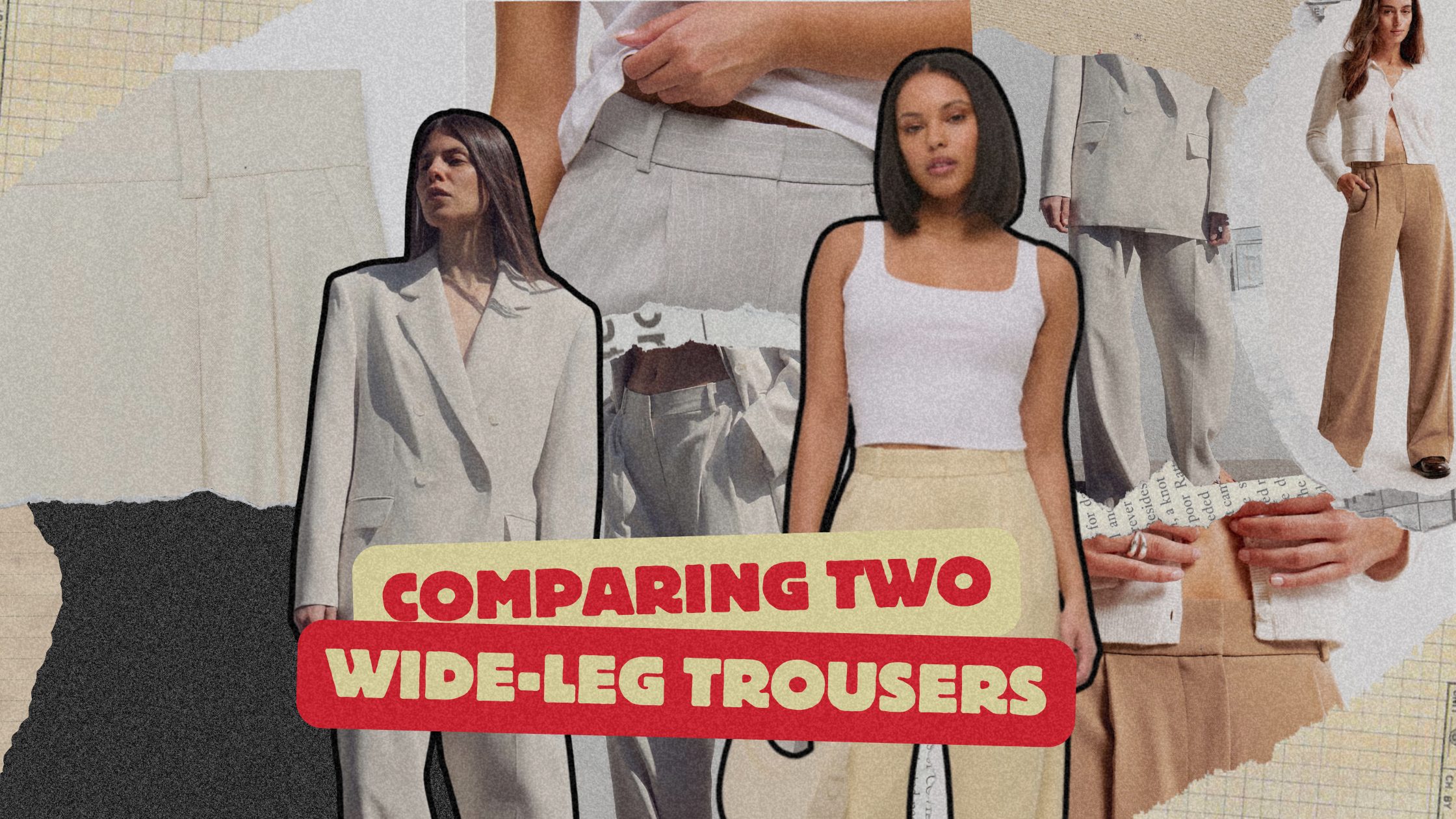 comparing two wide leg trousers image